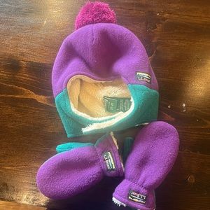 LLbean baby hat and mittens